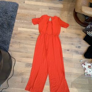 BCBG MAX AZRIA Poppy Red Jumpsuit Large